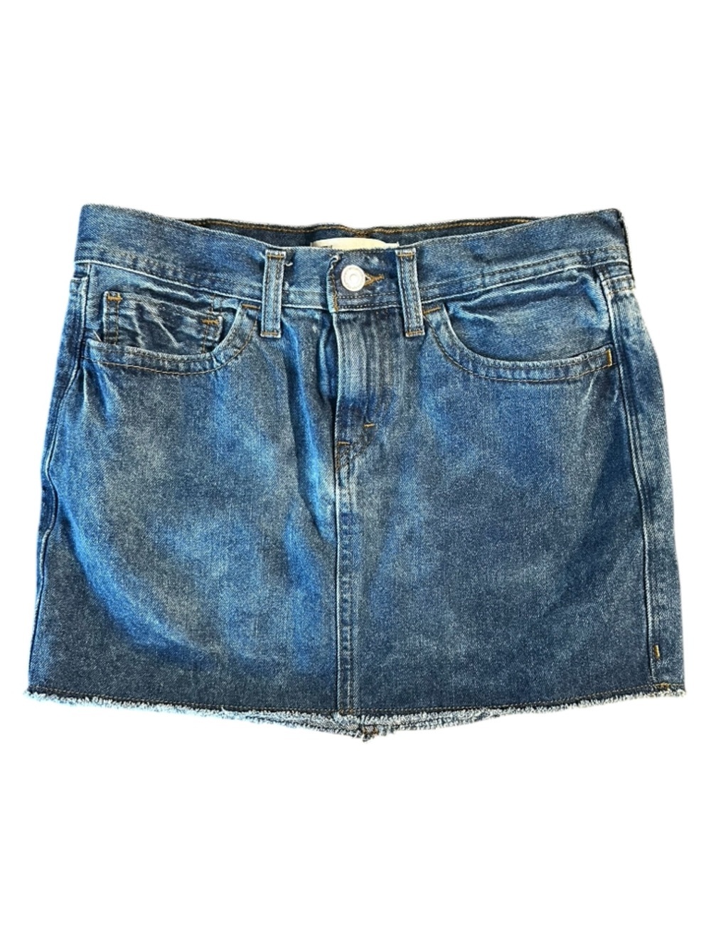 Levis raw hem denim medium wash mini skirt 5